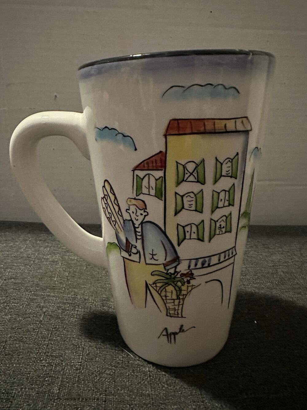 Sakura Provence by Apple 6” Tall Mug Hand Painted French Market Earthenware